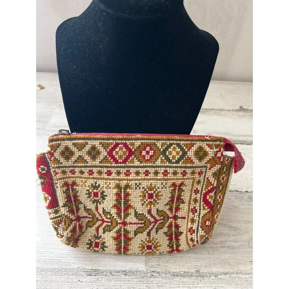 Needlepoint zippered make up bag